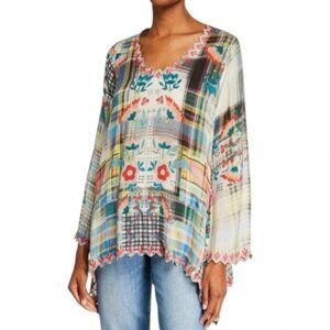 Johnny Was • Dinah Plaid Print Tunic Top Size XLarge